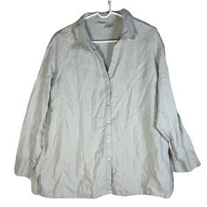 Linden Hill Linen Button Up Womens Iced Green Lagenlook Coastal Grandma Sz L